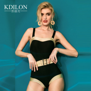 凯迪龙时尚 保守遮肚显瘦游泳衣 泳衣女性感小胸聚拢连体仙女范泳装