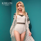 凯迪龙泳衣女三角防晒性感显瘦遮肚黑白泳装 小胸聚拢连体仙女范