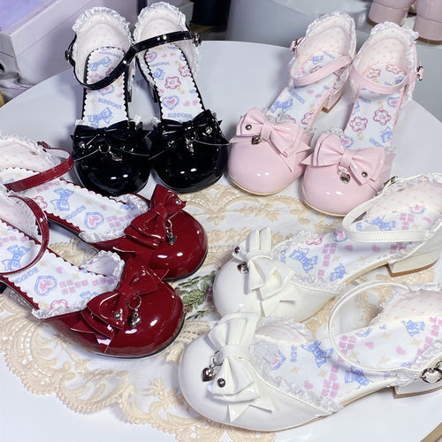 原创正品lolita优雅低跟中空凉鞋