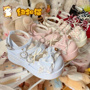 BONDORA纽扣猫 厚底可爱cla系doll感蝴蝶结日系甜妹 原创lolita鞋