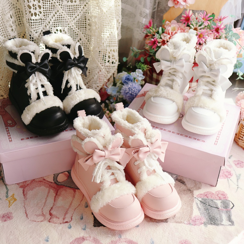 [熊哒哒】BONDORA原创lolita雪地靴短筒冬季加绒保暖棉鞋可爱毛绒