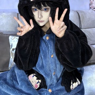 现货速发！鬼灭之刃cos服富冈义勇秋冬季珊瑚绒睡袍睡衣家居服