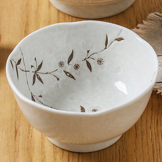 日本进口白樱花陶瓷日式餐具小碗家用单个斗笠吃饭碗创意日式精致