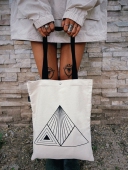 LEONIKITA设计师联名款 几何图形极简竖款 电脑单肩包托特包帆布袋