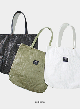 LEONIKITA 大容量潮 纯色简约 防水牛皮纸杜邦纸 托特包单肩包