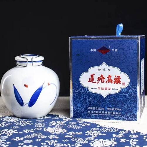 【江西名酒】莲塘高粱 手绘青花 52度 900ml/坛 纯粮特香型白酒
