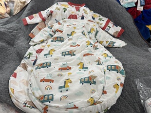 外贸原单秋冬宝宝纯棉恒温加厚夹棉带可脱卸长袖睡袋防踢被