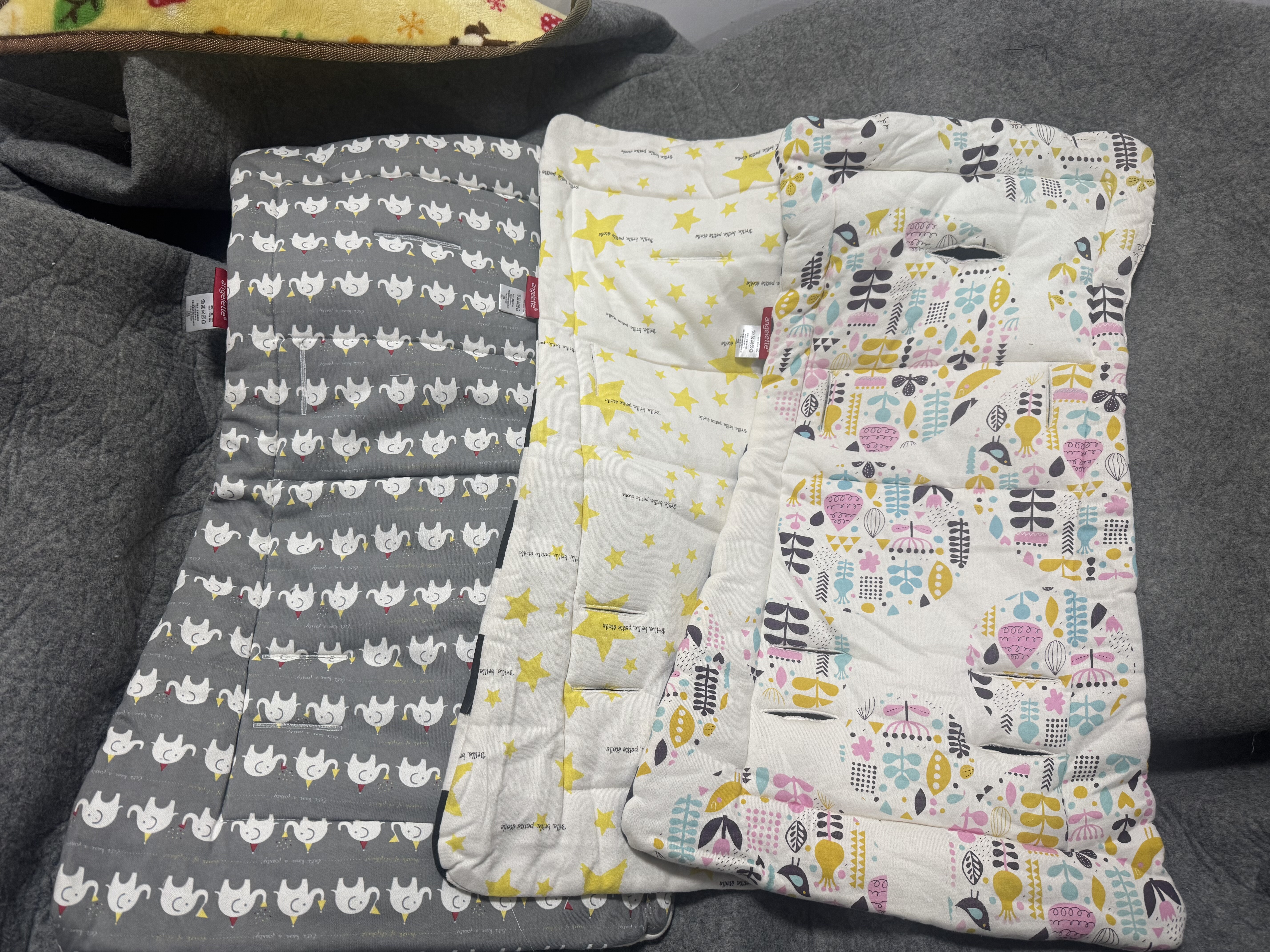 外贸原单日单秋冬宝宝夹棉推车垫子餐椅垫