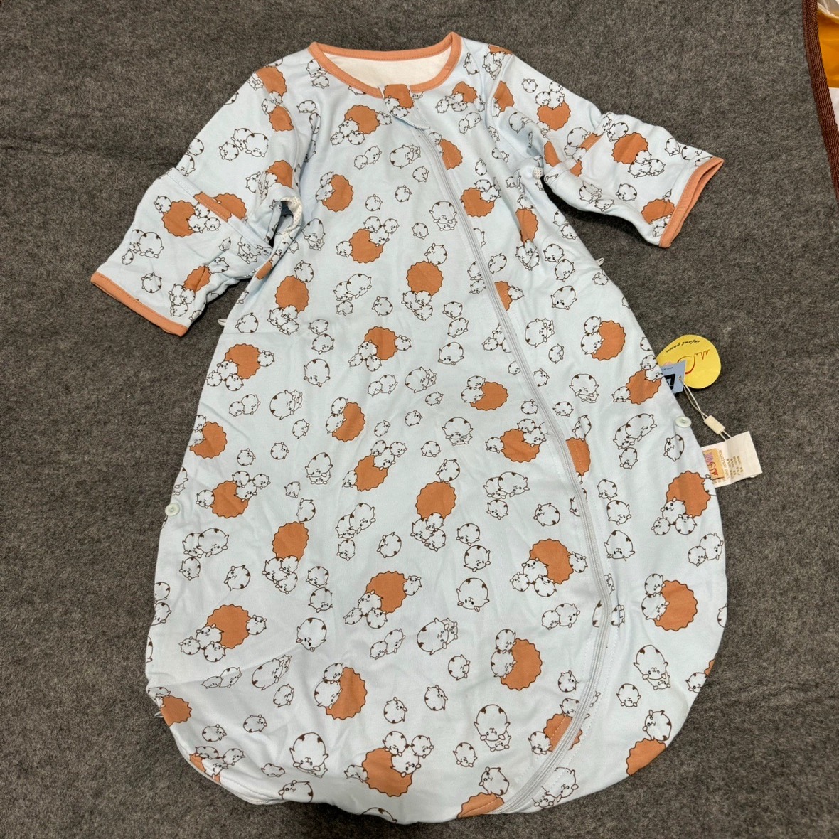 清仓品牌春夏宝宝纯棉双层带可脱卸长袖一体圆摆睡袋儿童防踢被