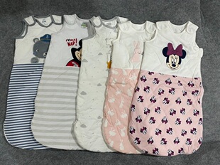 外贸原单春秋宝宝纯棉夹薄棉背心式 睡袋可露脚防踢被