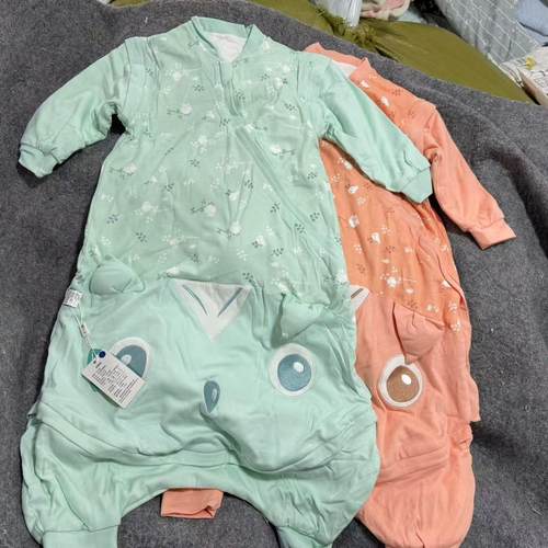 外贸原单春秋宝宝双层纯棉棉布带可脱卸长袖分腿睡袋两用睡袋