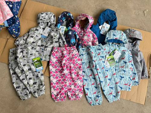 外贸原单秋冬宝宝连帽防风防水冲锋衣外套长裤套装滑雪服套装