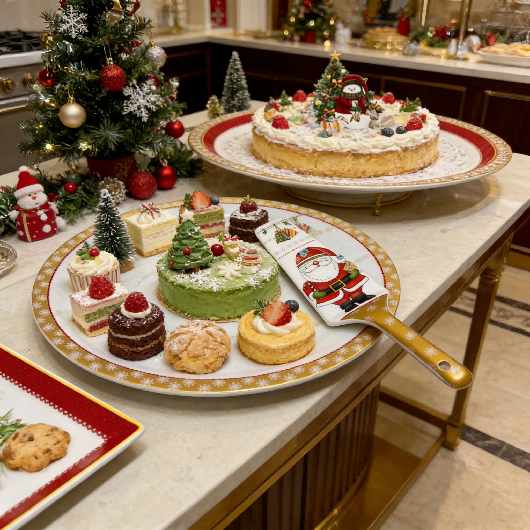 外贸原单出口蛋糕托盘果盘圆形大托盘蛋糕托盘带铲甜品托盘大圆盘,餐饮具,餐用托盘,淘宝优惠券,粉丝福利购,淘宝优惠卷