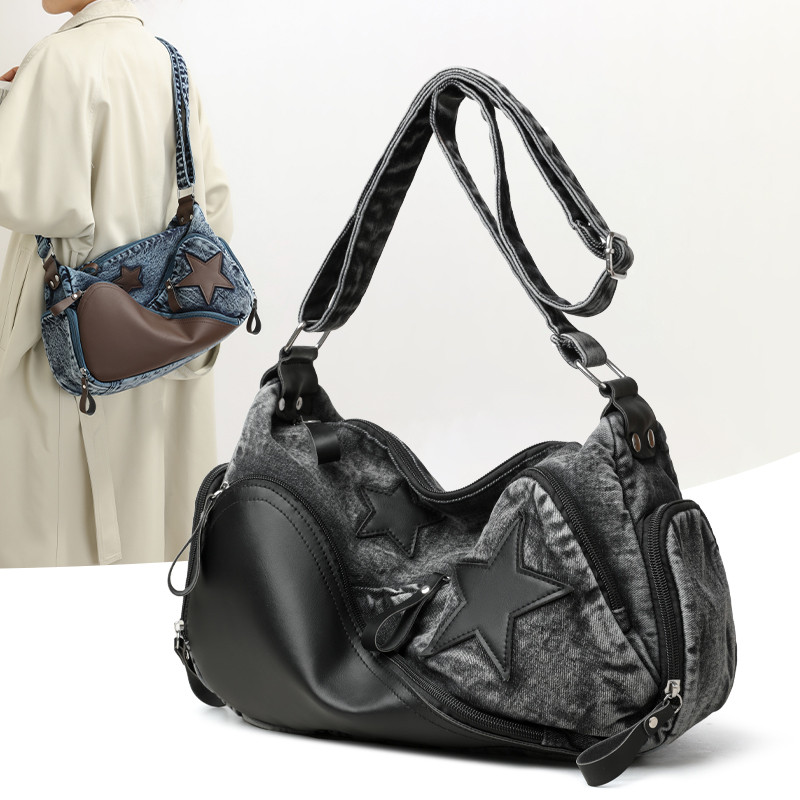 辣妹腋下包原创小众设计单肩包女辣妈斜挎包牛仔布旅行上班通勤包