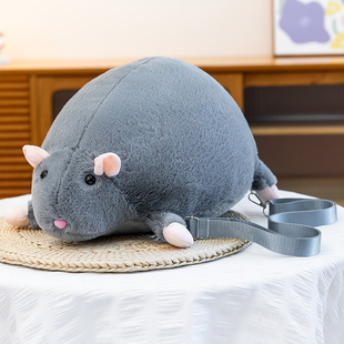 花枝鼠背包可爱仿真老鼠双肩包毛绒公仔玩偶书包丑萌创意礼物包包