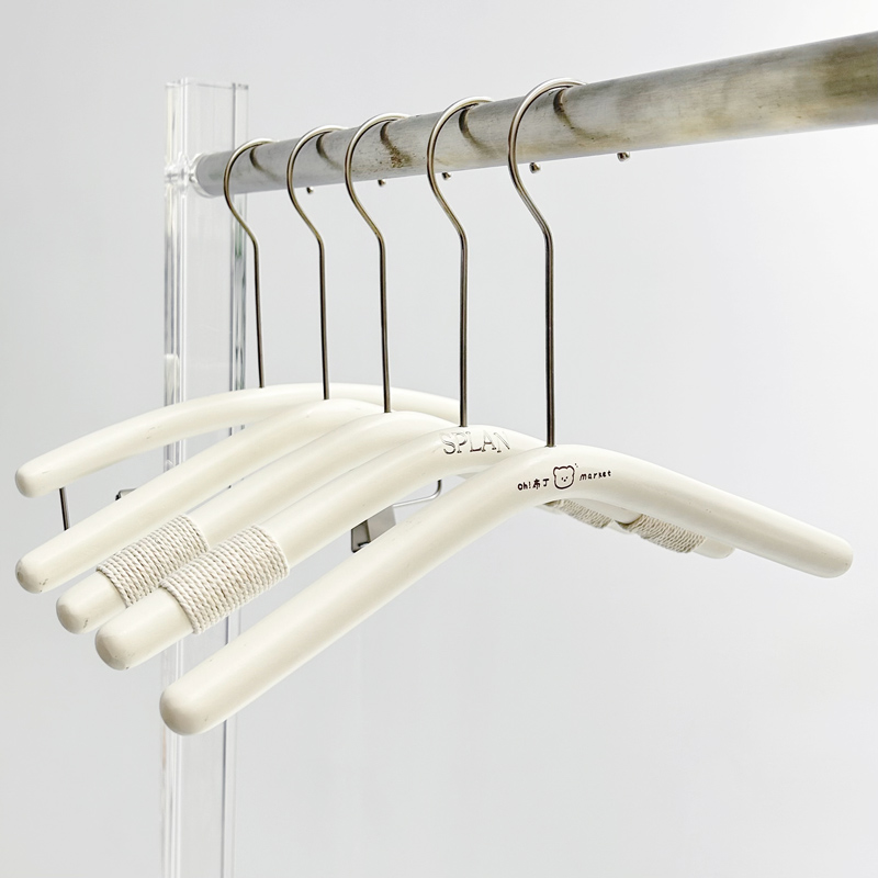 logo定制儿童服装店专用实木衣架奶白色棉绳童装一体木质防滑衣挂,收纳整理,木质衣架,淘宝优惠券,粉丝福利购,淘宝优惠卷