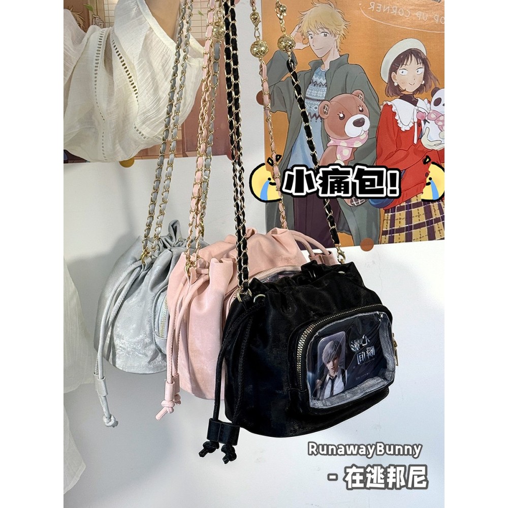 日常基础二次元水波纹透明通勤单肩斜挎包谷子吧唧小食量痛包娃包