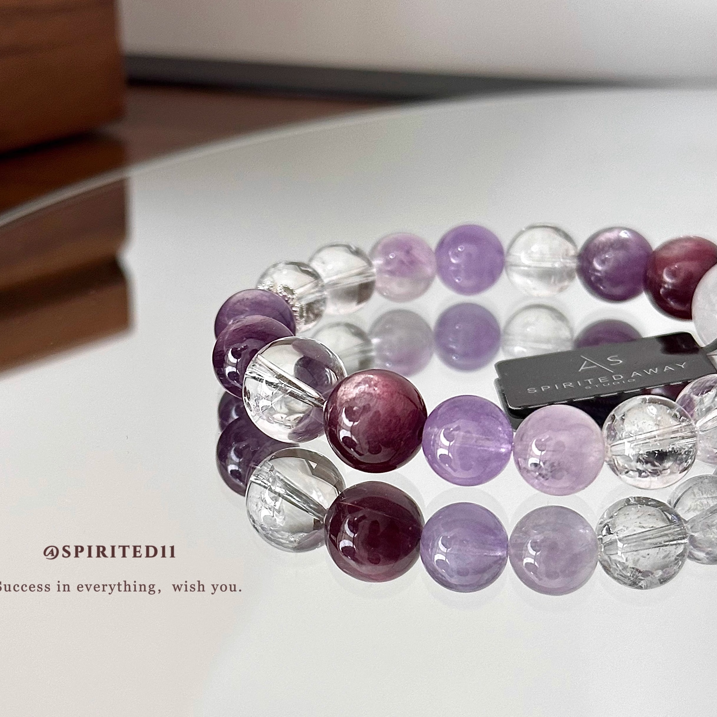 【SA】天然紫水晶紫晶紫锂云母九紫离火水晶手串 设计款玉石手链