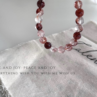 【SA】天然水晶红胶花水晶手串 设计款招桃花男女同款玉石手链