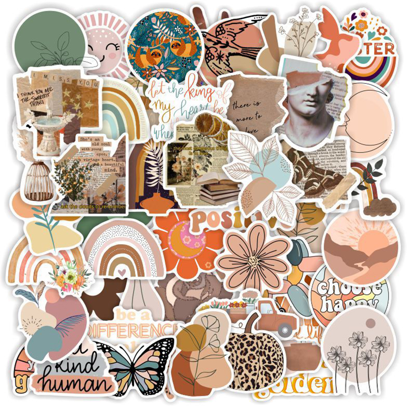 2024 50pcs Cute Cartoon Art Bohemian Aesthetic Stickers-封面