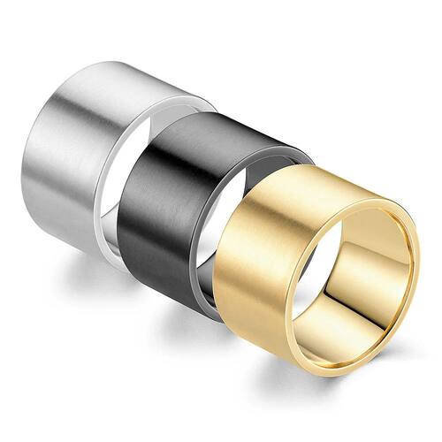 Classic 12mm Large Titanium Steel Wide Face Ring for Men