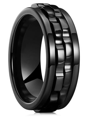 Punk Style Gear Rotating Anxiety Fidget Ring Titanium Steel