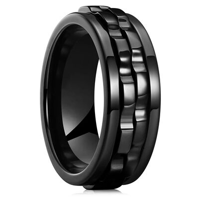 Punk Style Gear Rotating Anxiety Fidget Ring Titanium Steel