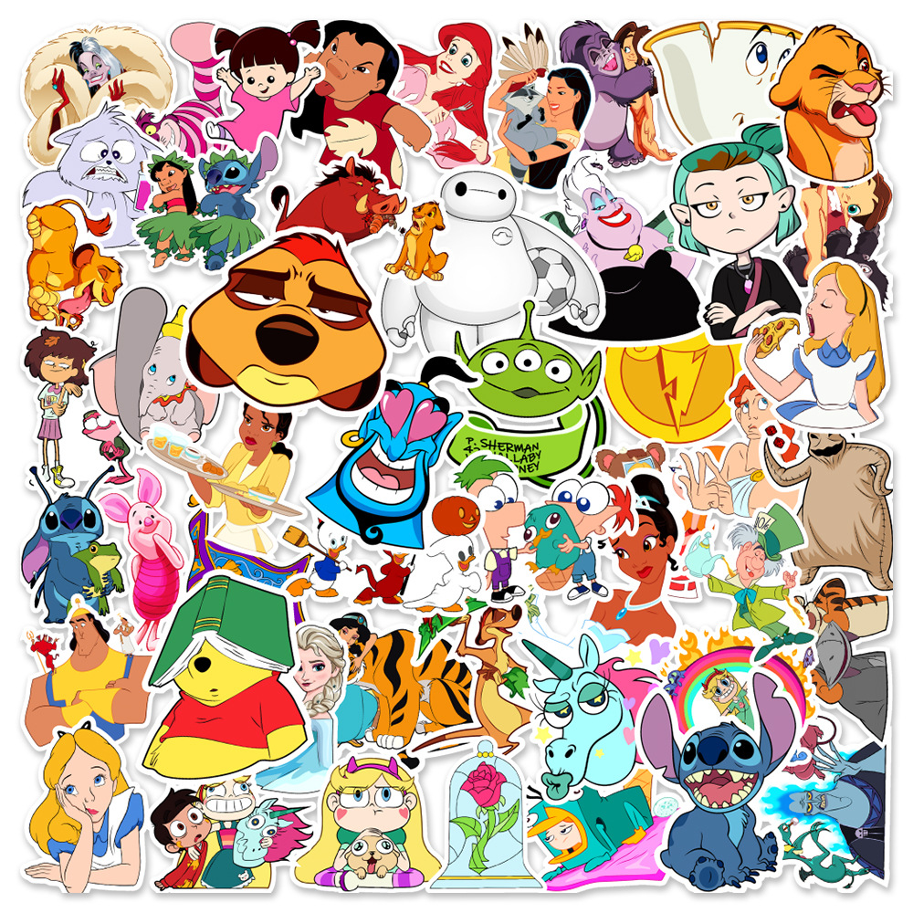 2024New 50pcs Disney Mix Cartoon Anime Stickers Graffiti 文具电教/文化用品/商务用品 贴纸/立体贴纸 原图主图