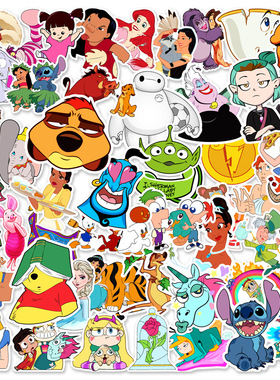 2024New 50pcs Disney Mix Cartoon Anime Stickers Graffiti