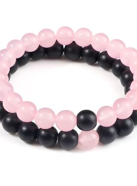 2 Pcs/set Bracelets For Women Lava Natural Stone White and