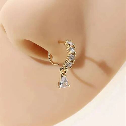 Crystal Zircon Decor Nose Ring Hoop for Women Piercing