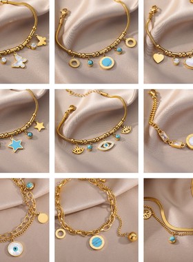 Vintage Stainless Steel Bracelet for Women Evil Eye Love