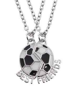 2Pcs Trendy BEST FRIENDS Necklace Football Friendship