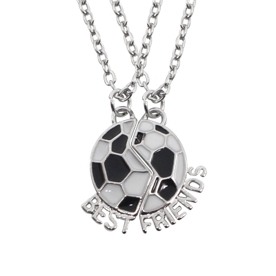 2Pcs Trendy BEST FRIENDS Necklace Football Friendship