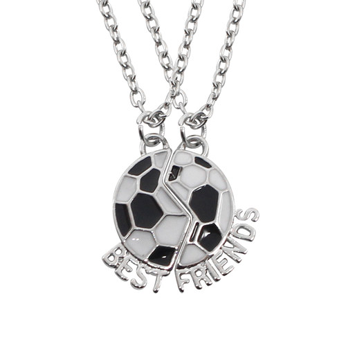 2Pcs Trendy BEST FRIENDS Necklace Football Friendship