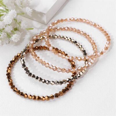 4pcs/set Gold Color Crystal Beads Bracelets For Women Girl