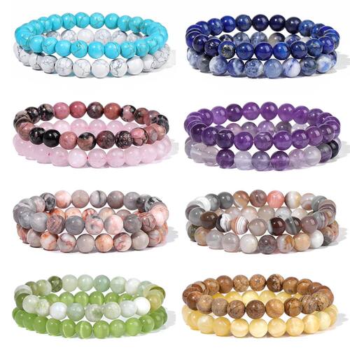 2pcs Natural Stone 8mm Beads Bracelet Lapis Lazuli
