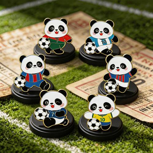 Football Panda Enamel Brooch Cartoon Soccer Jersey Panda