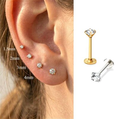 2/8PCS Stainless Steel Eearring Nose Stud Cartilage