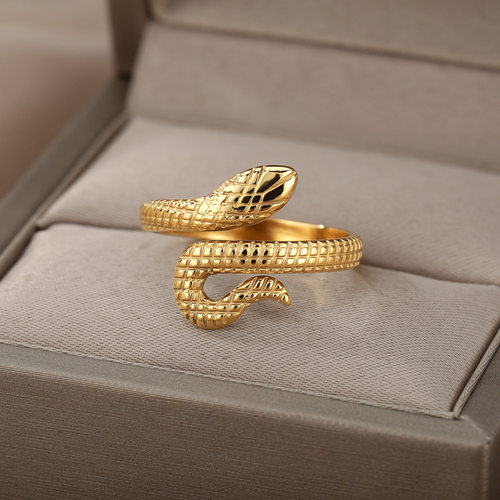 Stainless Steel Snake Rings For Women Men Gold Color Open