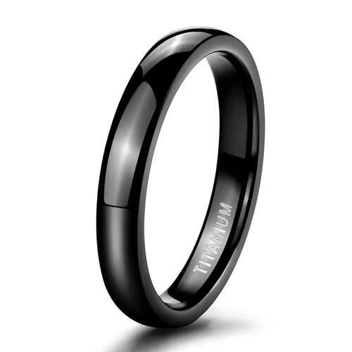 4mm Titanium Black Rings For Men Women Fashion Jewelry For
