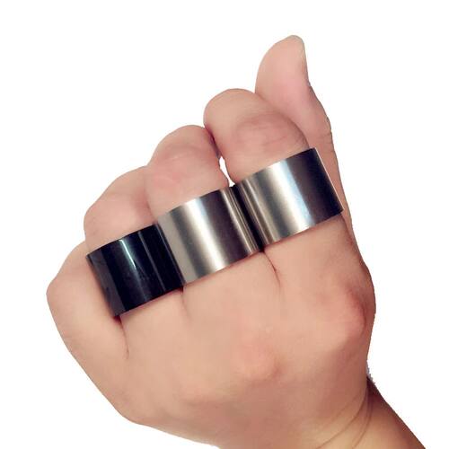 1Pcs Dull Polish Matte Men's Black Titanium Steel Finger