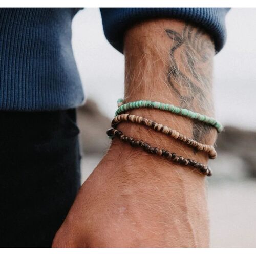 Holiday style wood beads coconut shell bracelet Boho