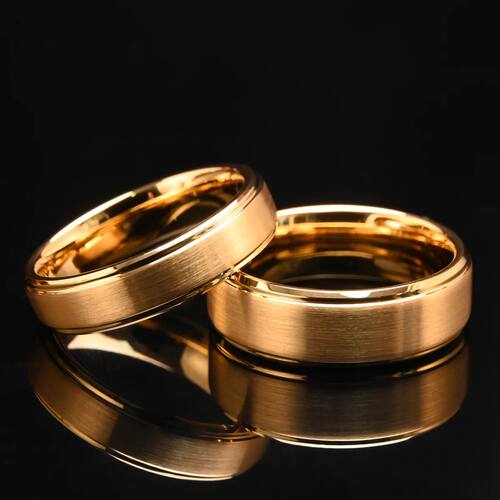 8MM/6MM Gold color tungsten ring Men's wedding bands