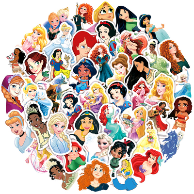 10/30/50pcs Cartoon Disney Cute Princess Stickers Aesthetic