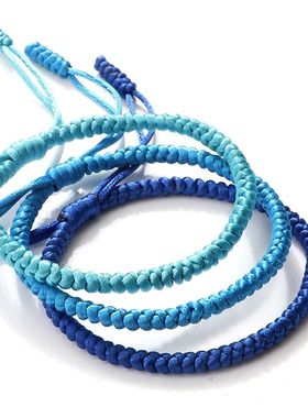 Blue Rope Knots Bracelet Women Lucky Handmade Braided
