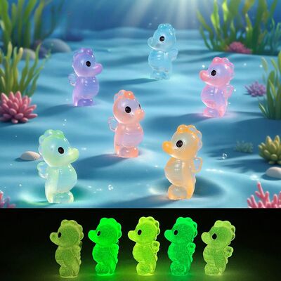 24/48PCS Cute Mini Seahorse Small Ornament Glowing in The