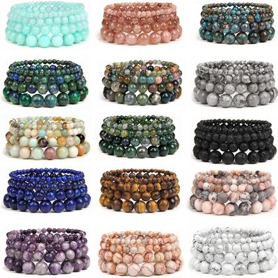 1 Pc Natural Stone Bracelets Onyx Agates Round Beaded