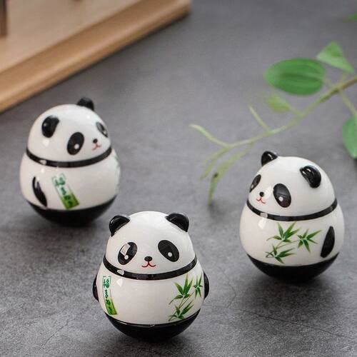 Ceramic Panda Daruma Home Decor Cartoon Panda