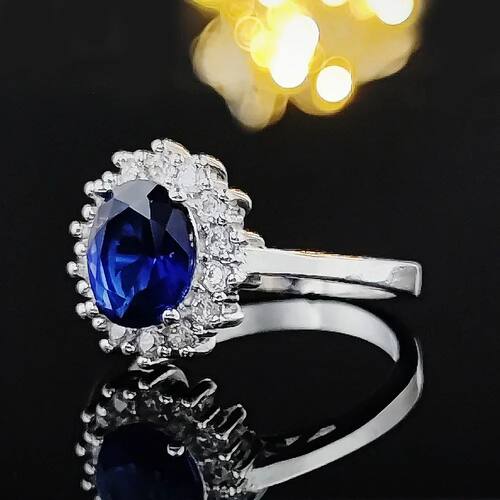Carat Sapphire Ring Silver Charm Engagement Jewelry Ring